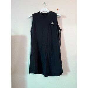 Adidas Womens Black Sleeveless Sporty Training Tank Dress Large Stripe Logo